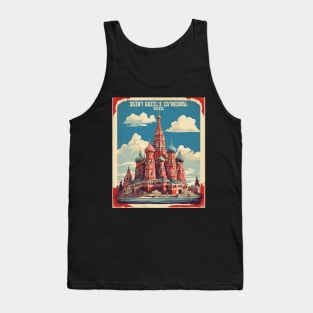 Saint Basils Cathedral Russia Vintage Tourism Poster Tank Top